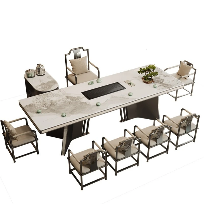 

simple rock slab large size tea table and chair combination office senior designer home large plate tea table