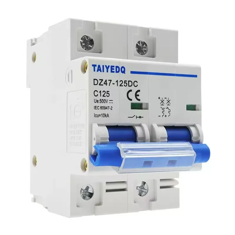 2P 125A Photovoltaic DC Circuit Breaker DC 500V 50/60Hz Solar Circuit Breaker Air Switch for Photovoltaic Wind Power