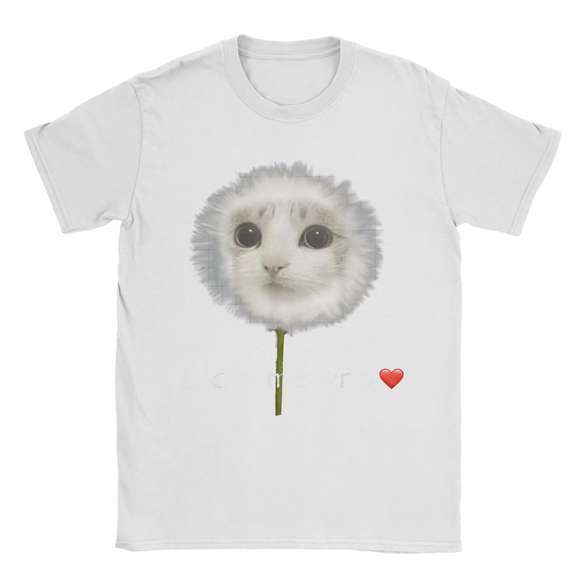 Funny Blow Me Dandelion Meowl Cat Owl Meme T-Shirt for Men Round Collar Cotton T Shirts Short Sleeve Tees Tops