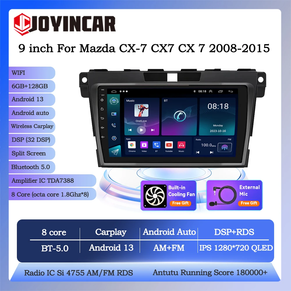 

Joyincar For Mazda CX-7 CX7 CX 7 2008-2015 Android 13 WIFI CarPlay Radio 2 Din Car Multimedia Video Stereo Navigation GPS Player