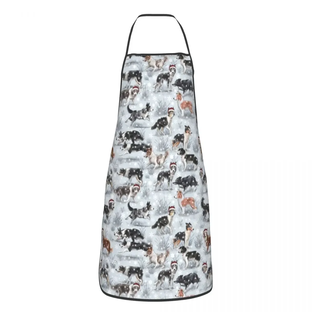 Cute Christmas Border Collie Dog Bib Apron Men Women Unisex Kitchen Chef Pet Animal Tablier Cuisine for Cooking Baking Gardening