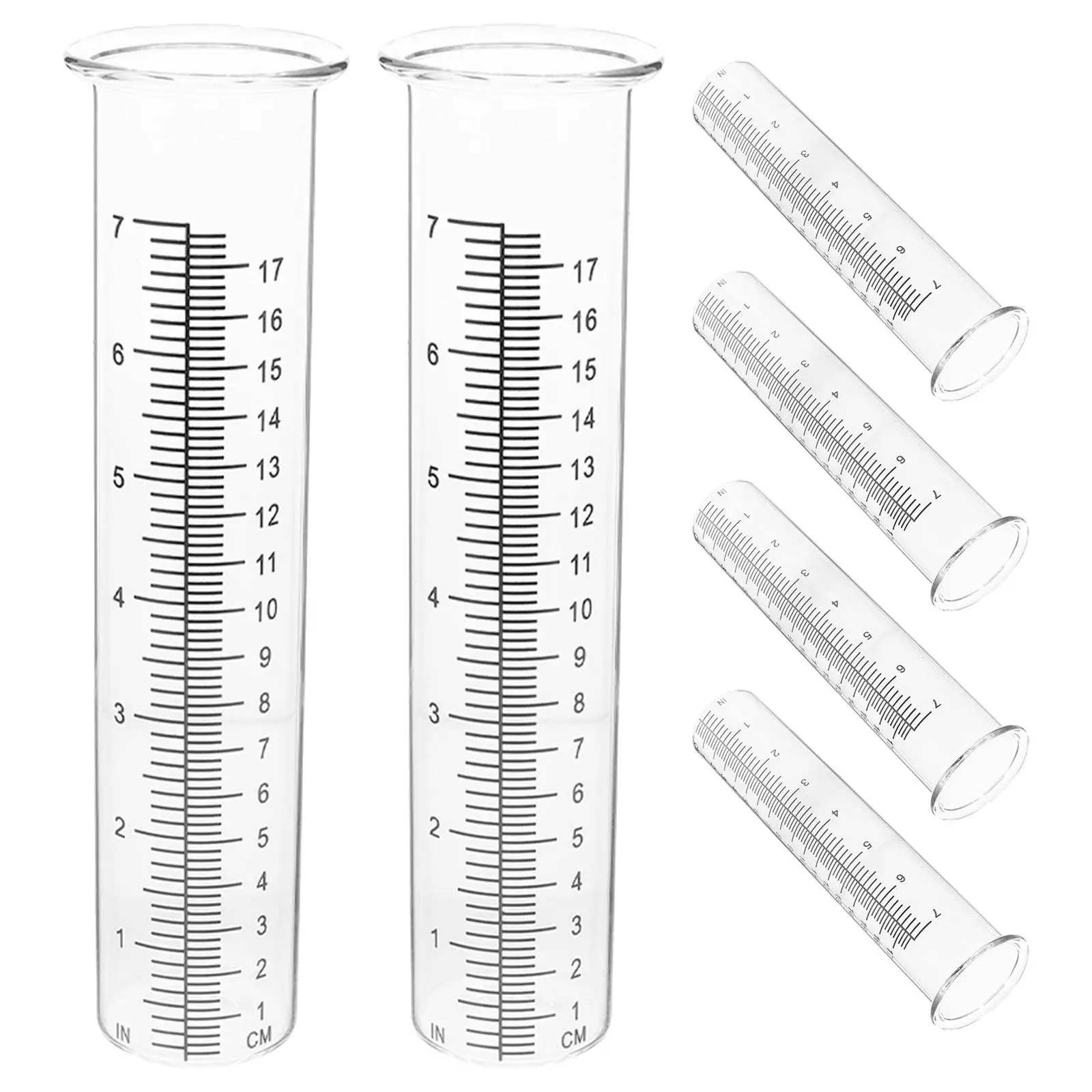 6Pcs Rain Gauge Replacement Clear Plastic Tube Outdoor Rainfall Measuring Cylinder Accurate Scale Garden Scientific Measurement