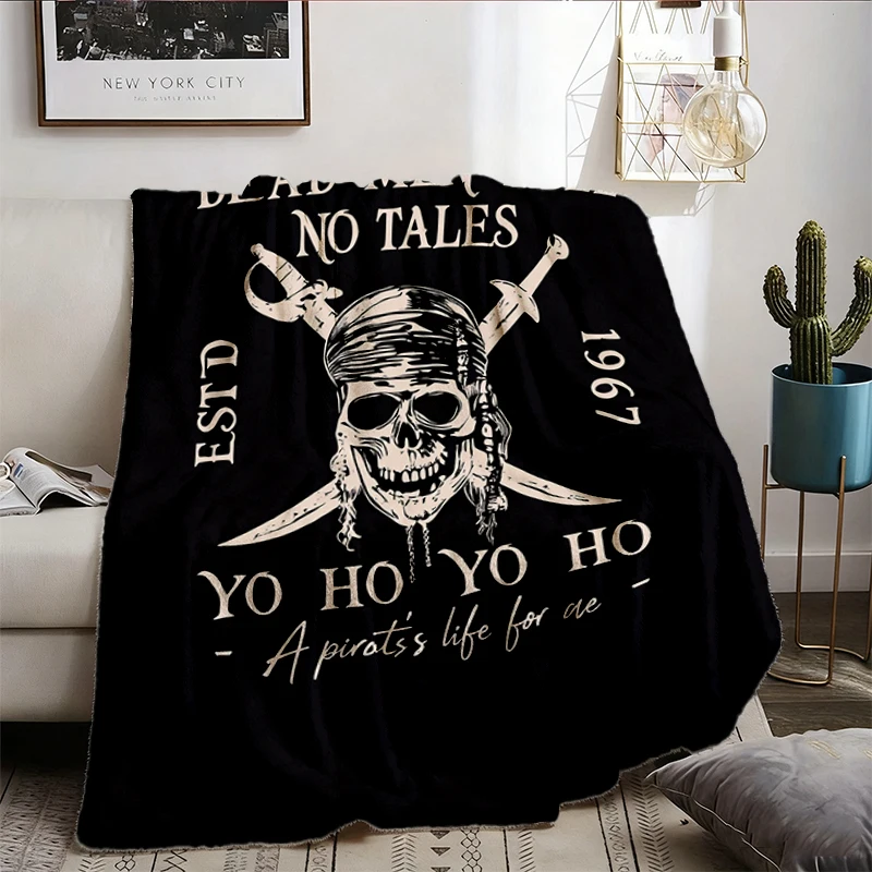 Pirates The Flannel Throw - Dead Men Tell No Tales Flannel Blanket -Vintage Pirates Comfy Blanket - Retro 90s Pirates Gi