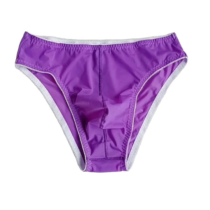 Man's Purple Briefs Sexy Middle Waist Silky Fabric Live Show Dance DJ Club Private Party