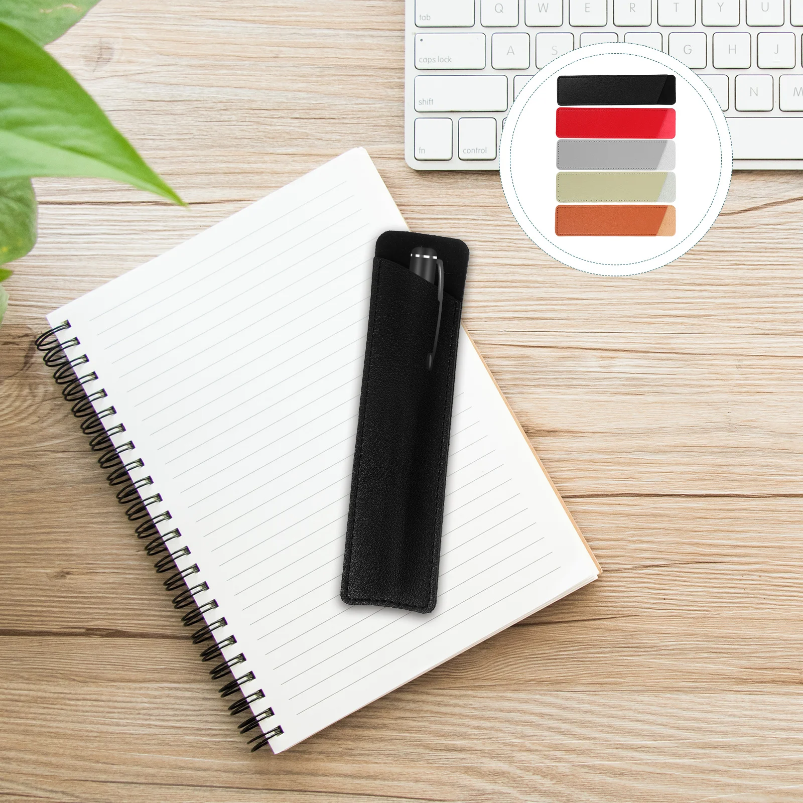 

5pcs Bags Pen Protective Sleeve Fountain Ballpoint Pens Pencil Case Storage Protective Sleeve Black Red Brown Mint Gray