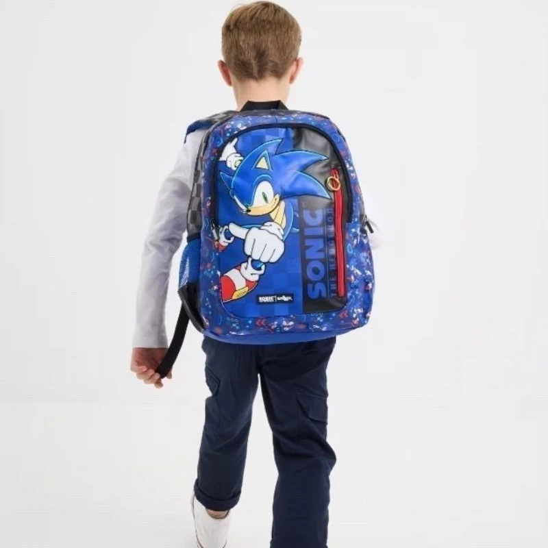 โซนิคเดอะเฮดจ์ฮ็อก โซนิค กระเป๋าเป้สะพายหลังความจุขนาดใหญ่สำหรับนักเรียนที่มีคุณค่าสูง น้ำหนักเบา กระเป๋าเป้สะพายหลังการ์ตูนขนาดใหญ่แบบลดแรงกด