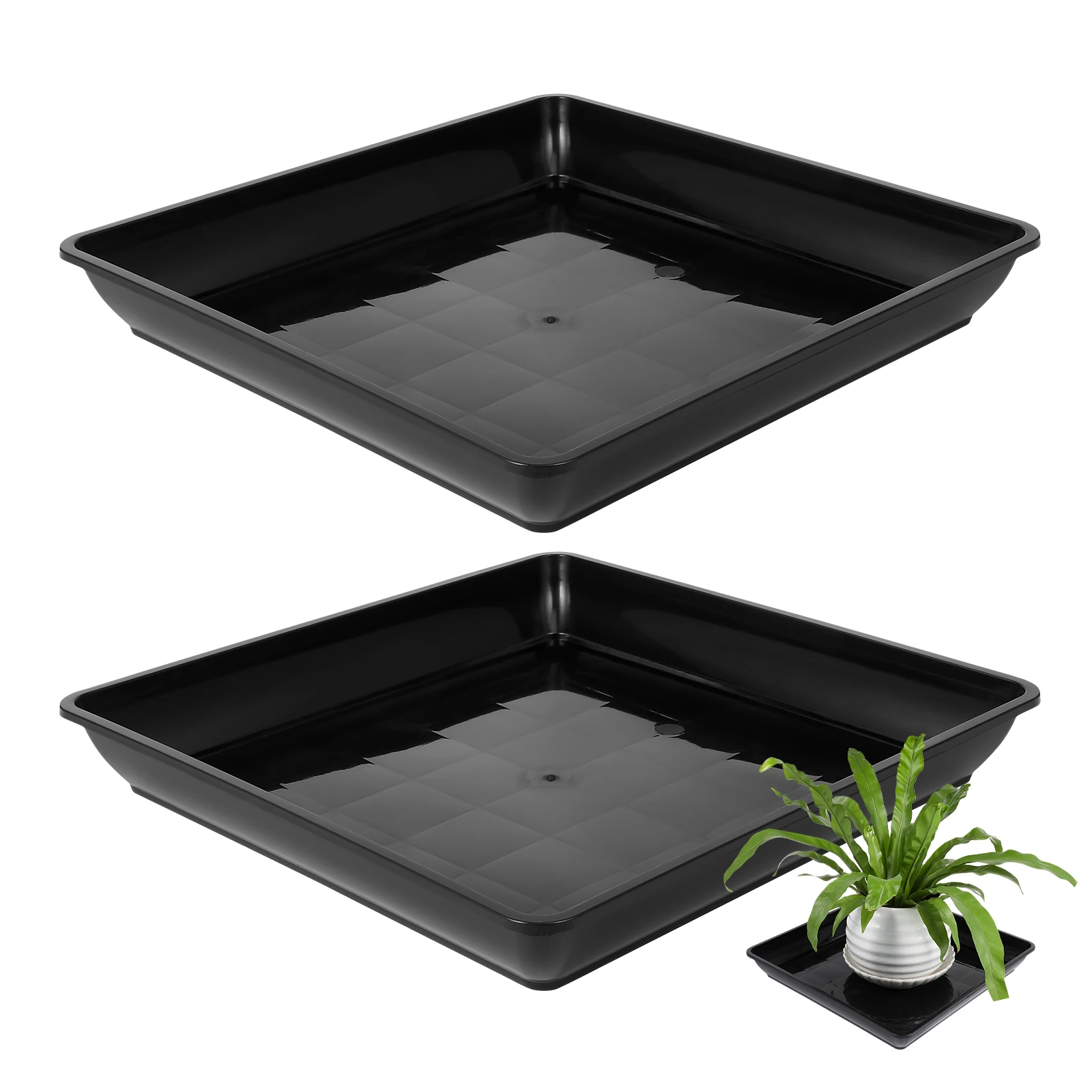 

2pcs Plant Pot Saucers Flower Tray Water Base Drip Planter Drainage Black PP Material Long-lasting Safe Practical