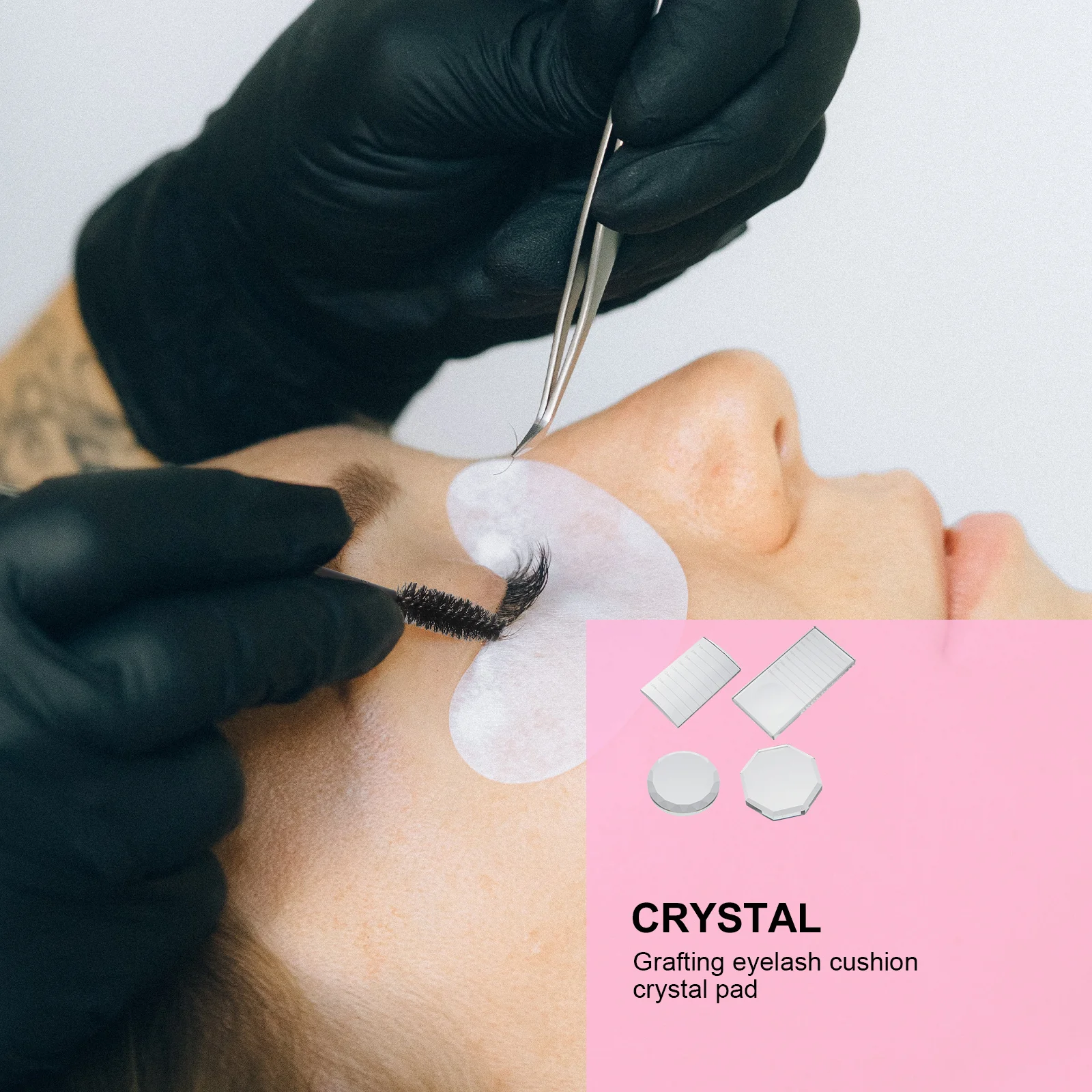 แผ่นรองต่อขนตา 4 ชิ้น แบบใส คริสตัล ใช้กับกาวต่อขนตา น้ำหนักเบา ใช้ซ้ำได้ สำหรับร้านเสริมสวยและใช้ในบ้าน