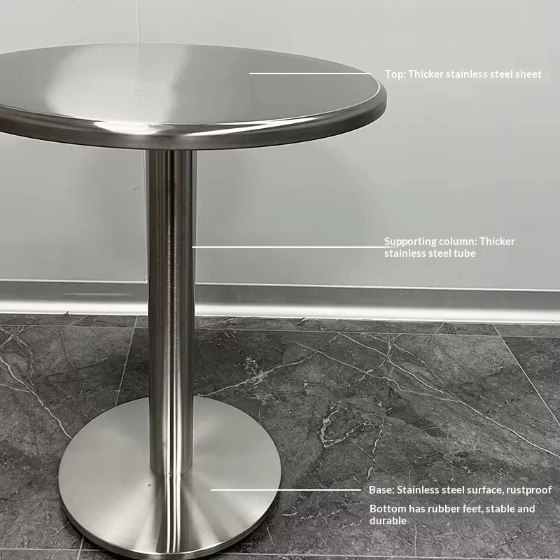 Stainless Steel Round Table Industrial Metal Square Table Cafe Bar Outdoor