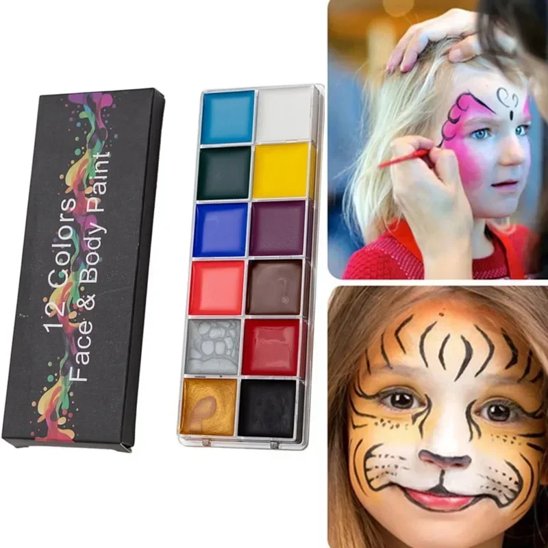 Body Paint Art Children Makeup Painting Pigment Kit 12 Colors Oily Face PaintsHalloween Stage Face Painting for Women