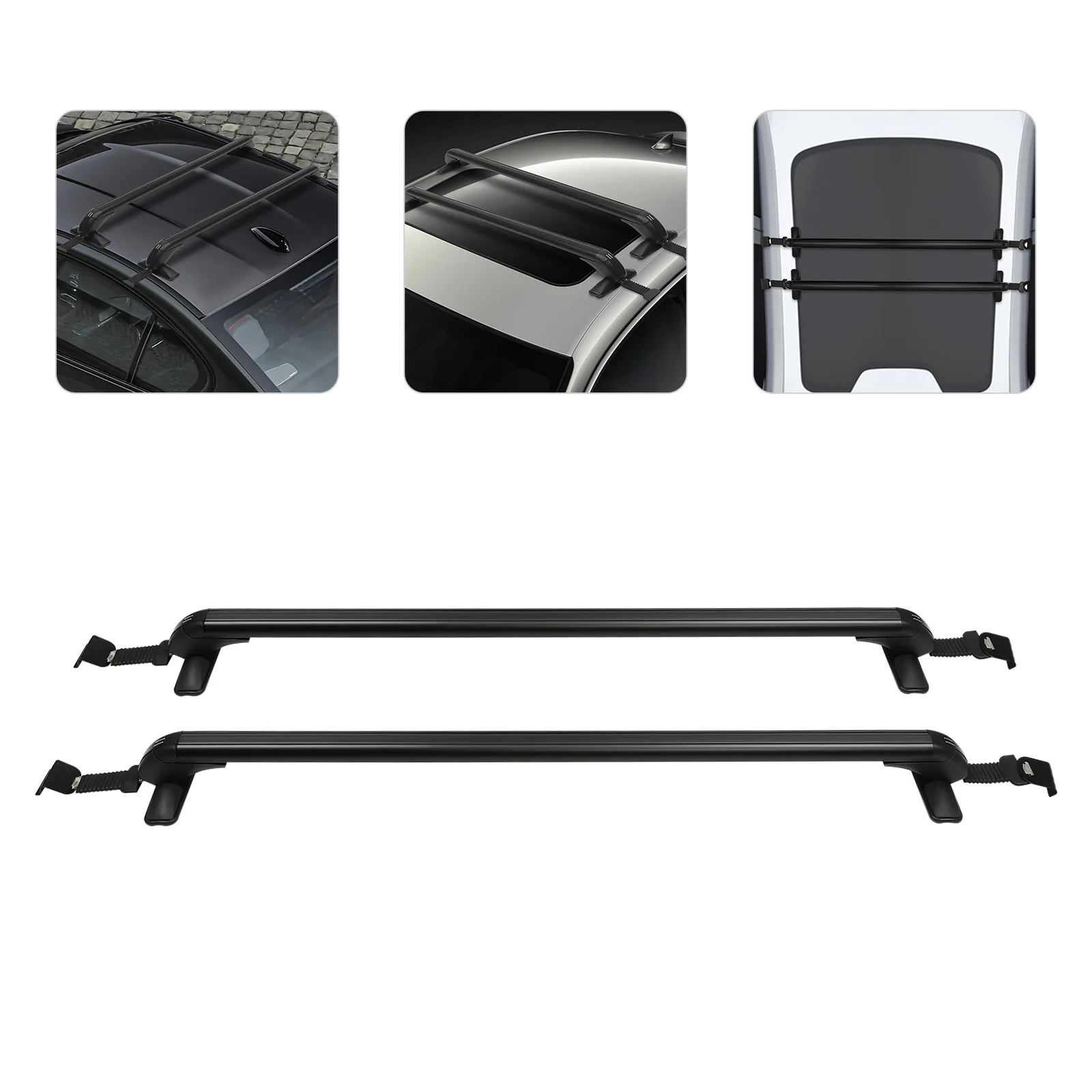 

Car Top Roof Rack Crossbar Adjustable Aliuminum Luggage Cross Bar Carrier with Lock 165.34LBS Top Roof Crossbar Black