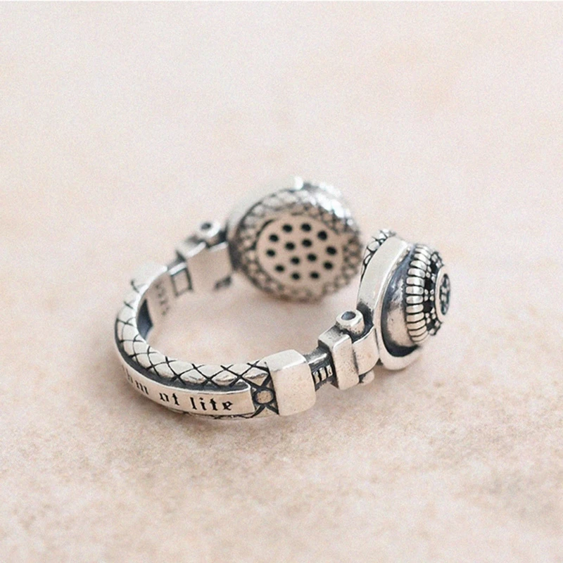 Vintage Gothic Earphone Rings for Women Hip Hop Silver Color Finger Ring Fashion Personality Streetwear Jewelry Ring