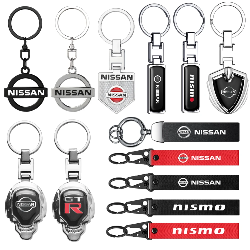 1Pcs 1Pcs Car Logo Keychain Metal Keyring Key Accessories For Nissan Nismo X-Trail J10 J11 Juke Sylphy Altima Note Tiida Murano