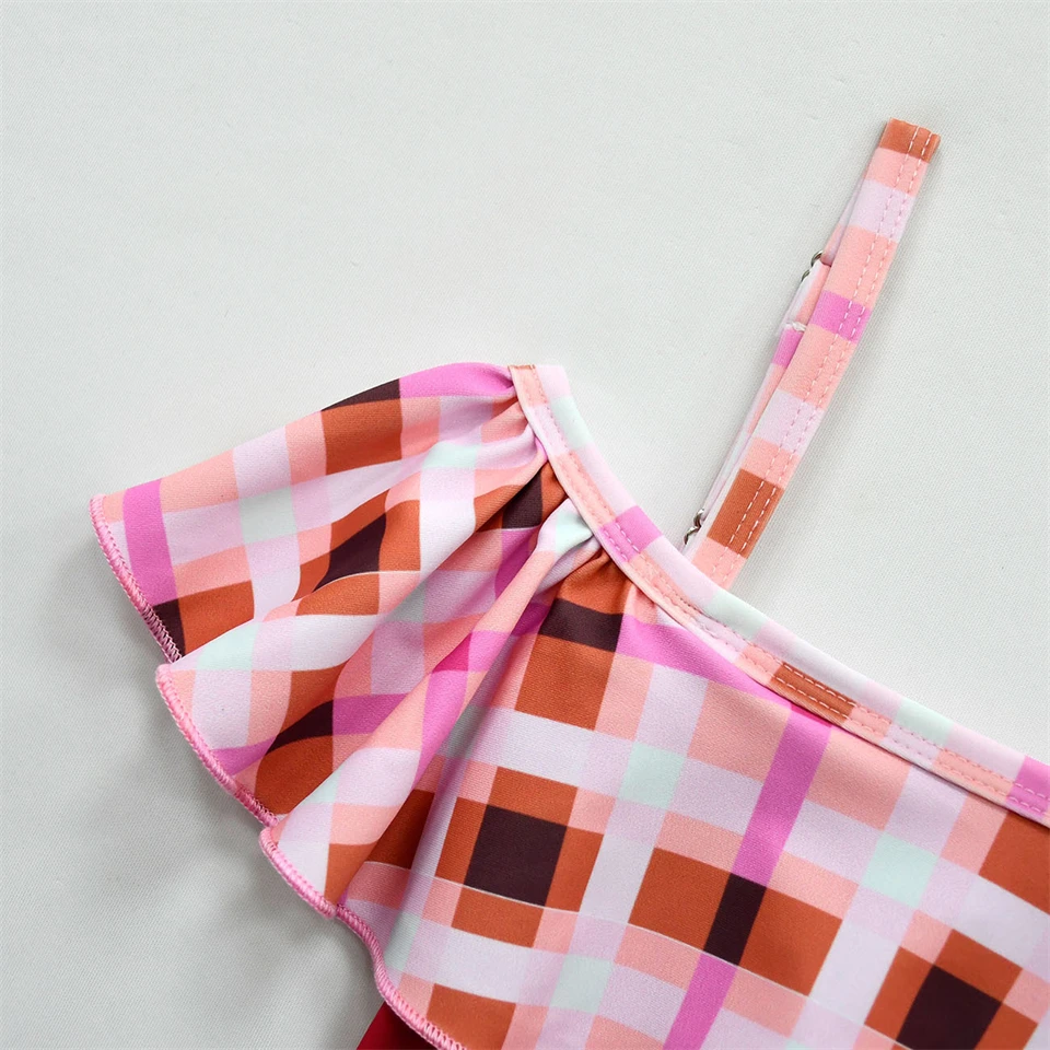 2Pcs Ruffle Fancy Girls Swimsuit Halloween Cosplay Sanderson Sister Children's Swimwear Vacation Beach Holiday Kids Bathing Suit