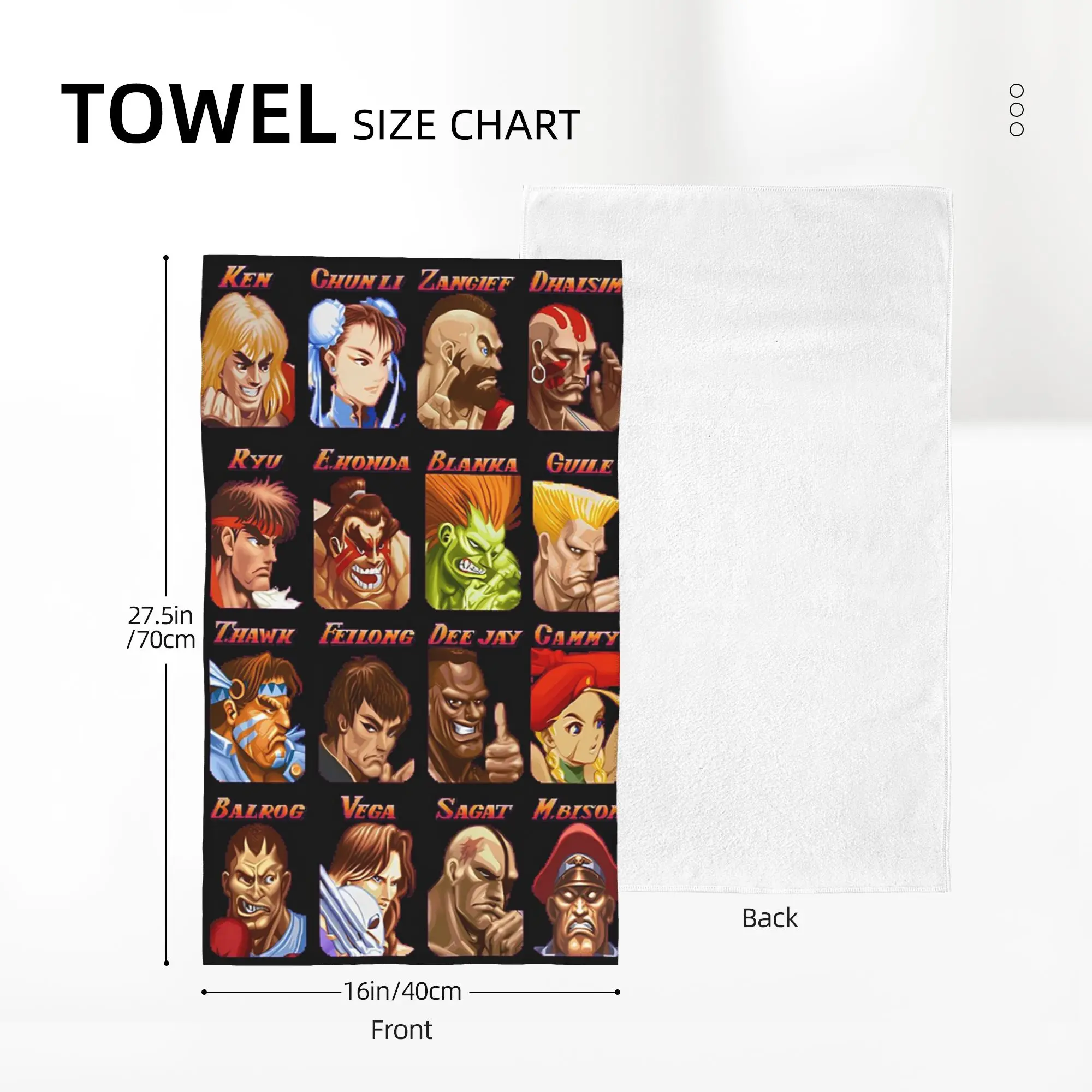 Custom Defeated Portraits Super Street Fighter Soft Face Towel Quick Dry Pool Bath Cotton Towels Absorbent Quick