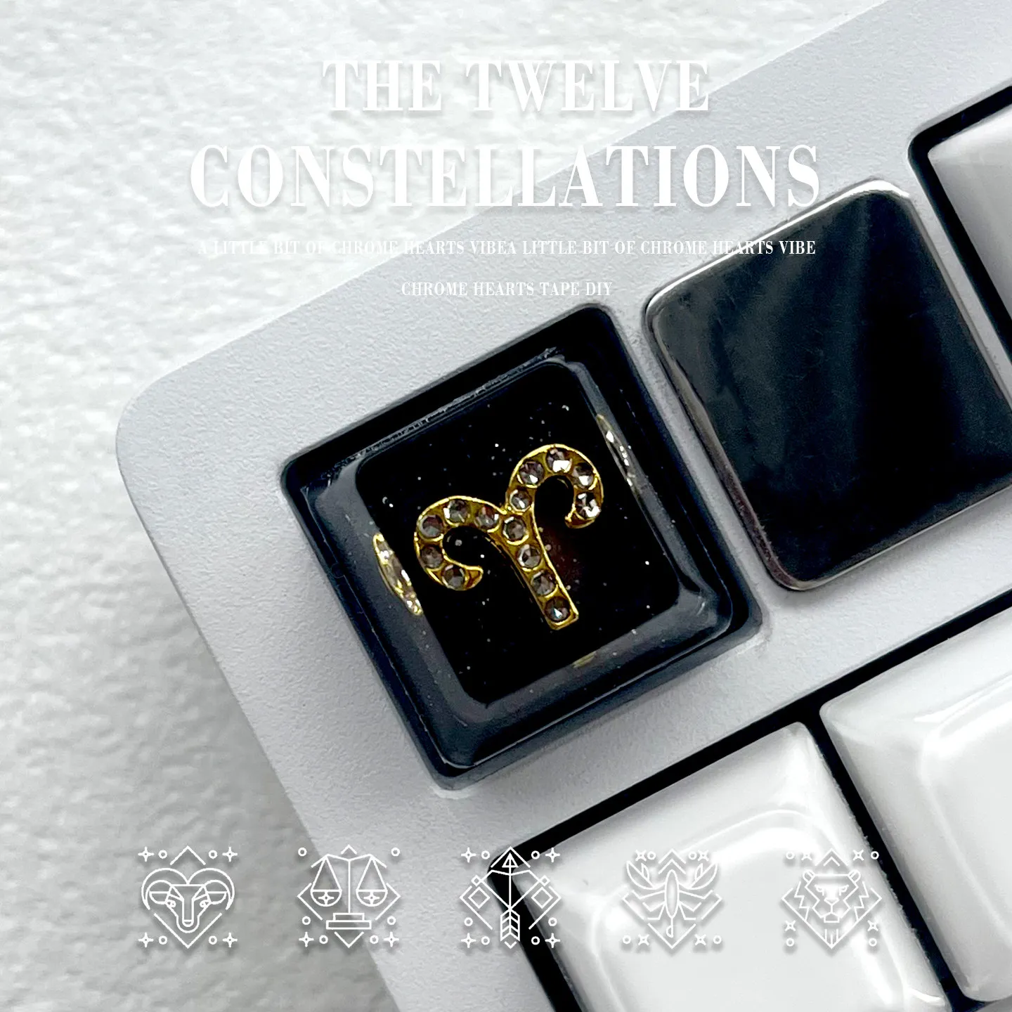 Zodiac Constellation Keycap Drip Glue Personalized Brass Glitter Starry Sky Black Translucent OEMR4 Specification Gift Custom