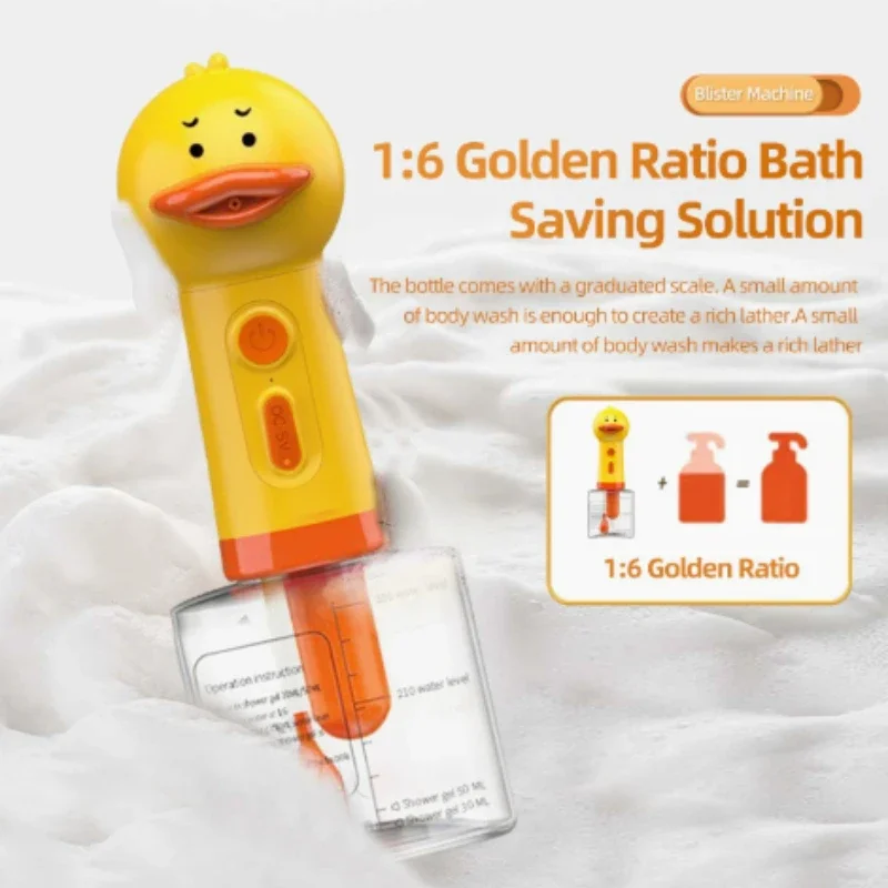 Bathing electric bubble machine pato amarelo carregamento usb dispensador automático de sabão acessórios para animais estimação