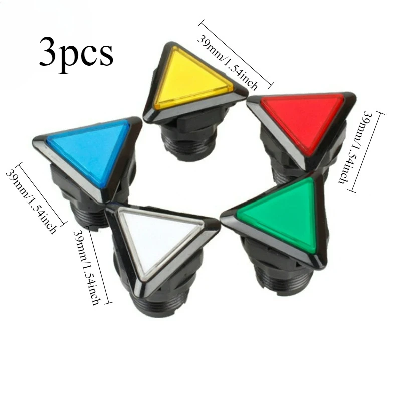 

3pcs 39x39x39 Triangle Button Switch with Light Direction Mark Key for Arcade Game Reset