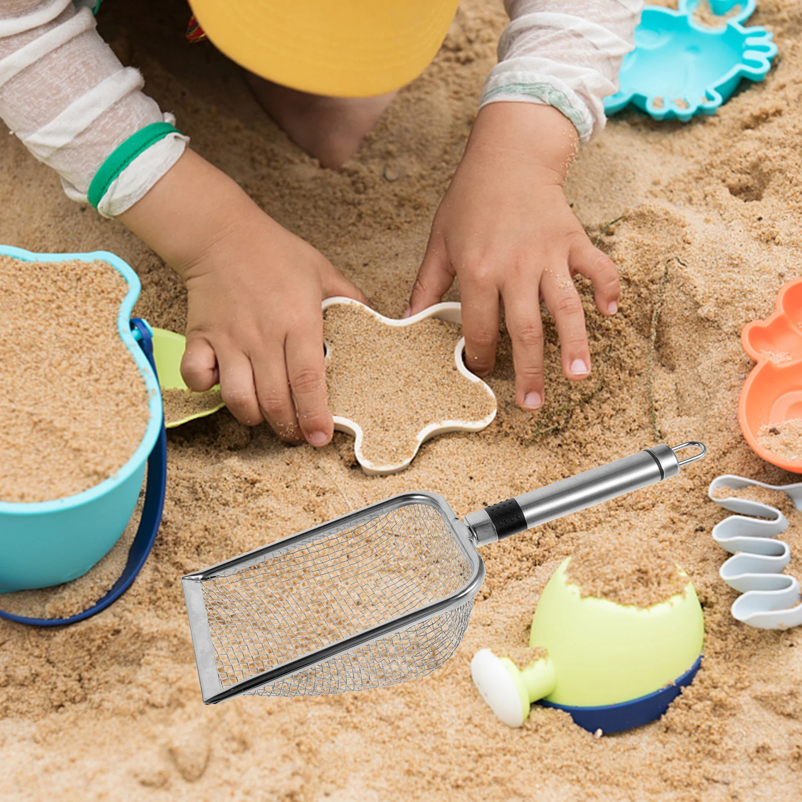 

Stainless Steel Sand Shovel Mesh Beach Tool Portable Sandbox Digger Child Fun Shells Filter 38mm Handheld Practical Play