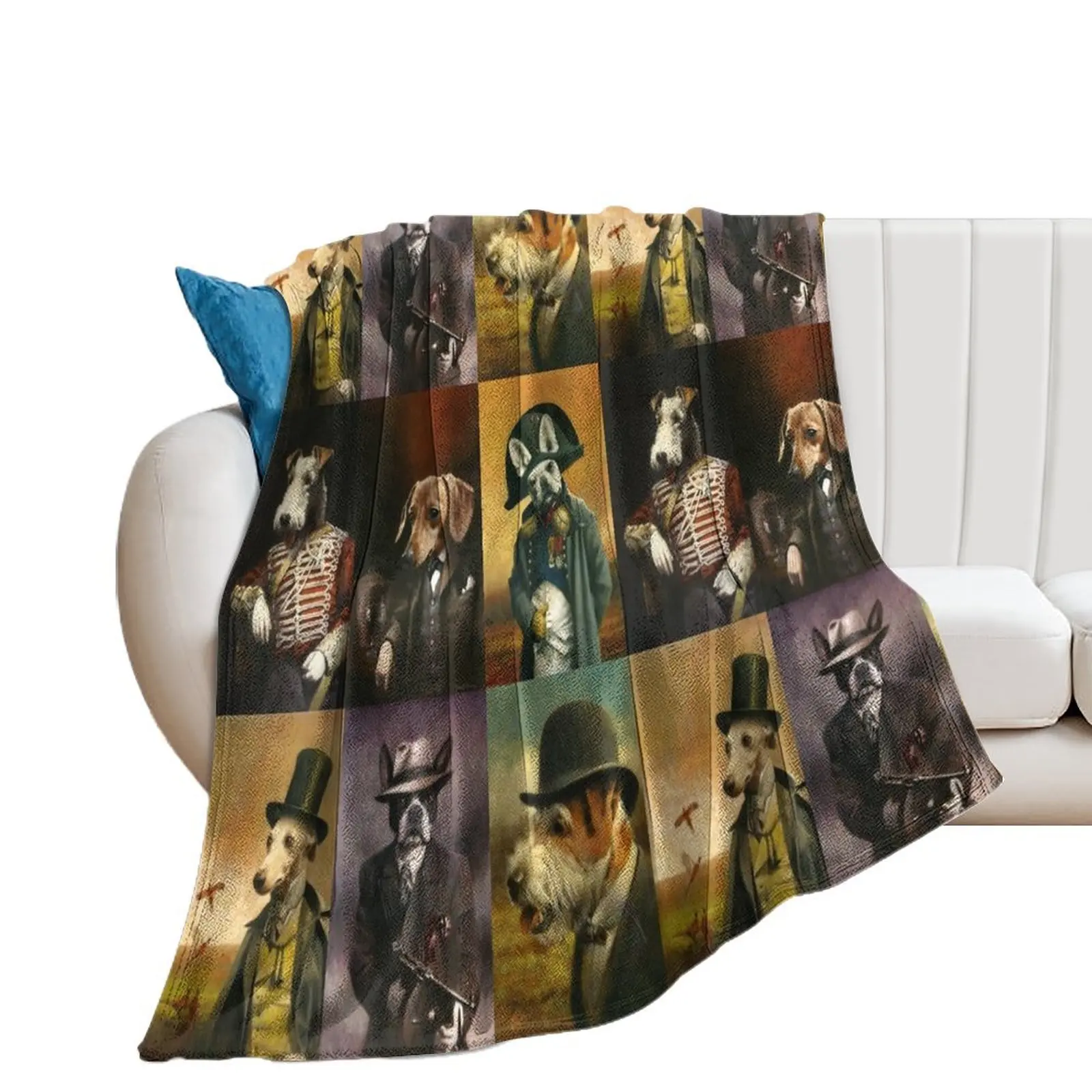 Dog Breeds Historical Characters Throw Blanket Decorative Sofa Soft Plush Plaid Plaid on the sofa Blankets