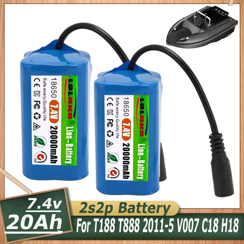 

NEW 7.4V 20000mAh battery suitable for V020 V900 2011-5 V007 C18 H18 V18 D18B FX88 remote control RC fishing bait boat battery