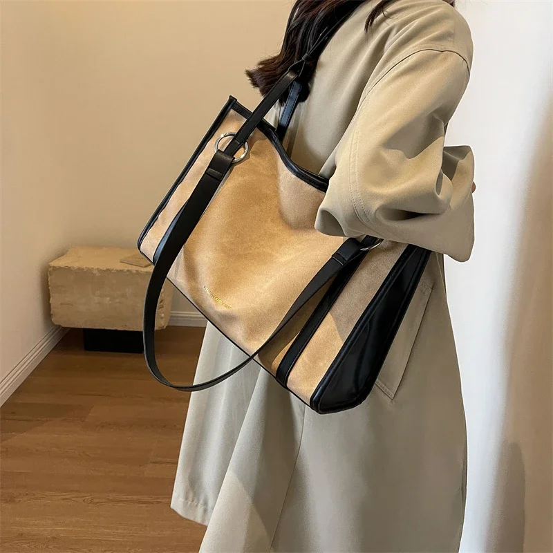 PU Solid Letter Hasp Shoulder Bags 2024 Fashion Elegant High Quality Large Size Crossbody Bags Retro Concise HandBags Tote Bag