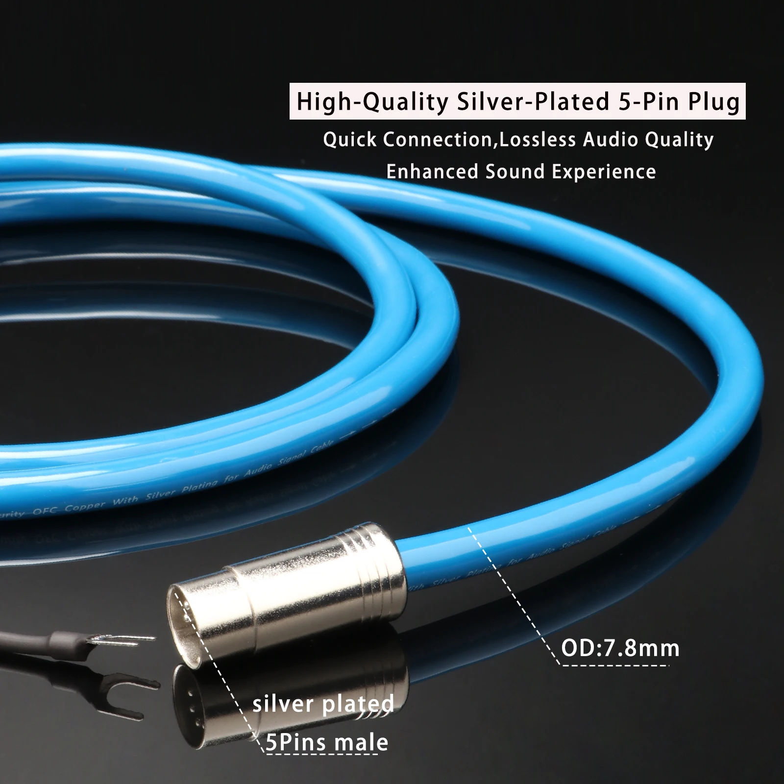 5-Pin DIN Stecker/Buchse auf 2RCA Phono-Kabel 4-adriges Phono-Kabel mit Erdungsdraht RCA-Kabel für LP Vinyl-Plattenspieler Tonarm – Detail 3