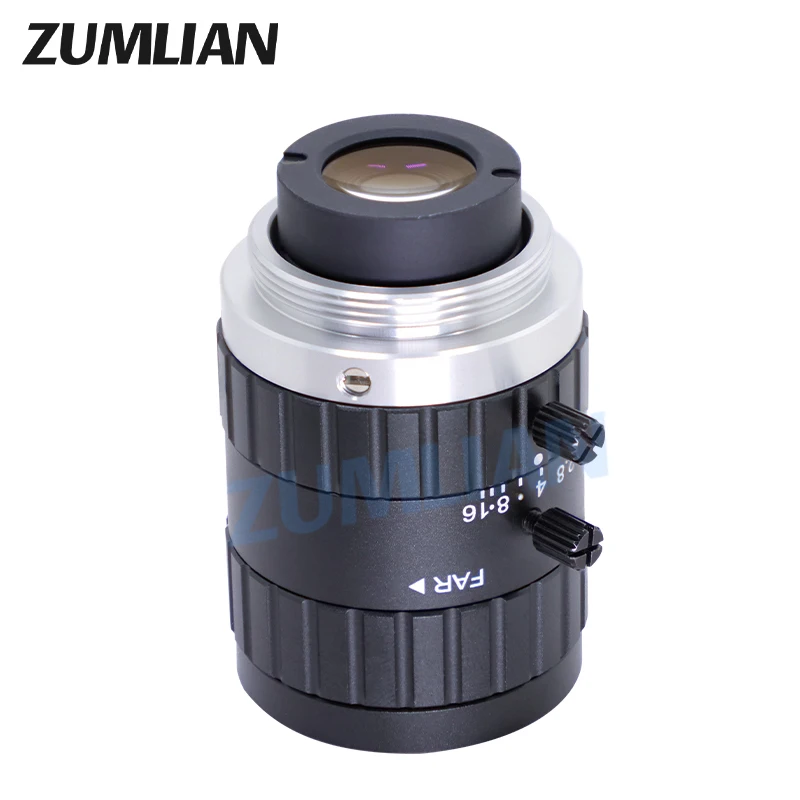 ZUMLIAN HD 5MP 16mm Fixed Focal Lenth Low Distortion 2/3'' Aperture F2.8 Manual Iris Industrial Lens C-Mount CCTV Machine Vision