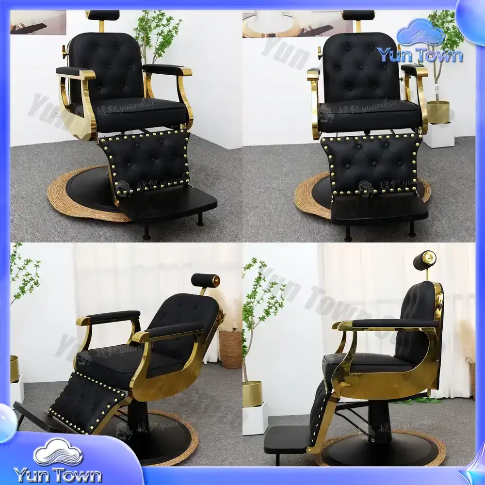 High-end Retro Barber Salon Shop Special Adjustable Black Barber Chair