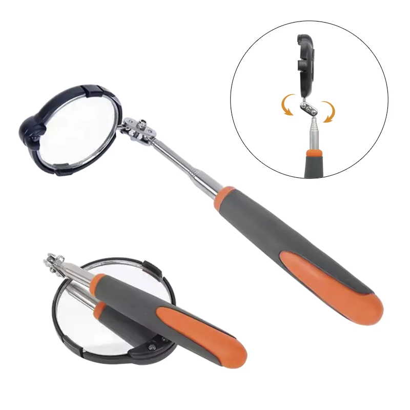 LED Foldable Retractable Inspection Mirror 32mm 55mm 82mm Telescopic Inspection Lens Round Reflex Mirror Car Repairing Tool