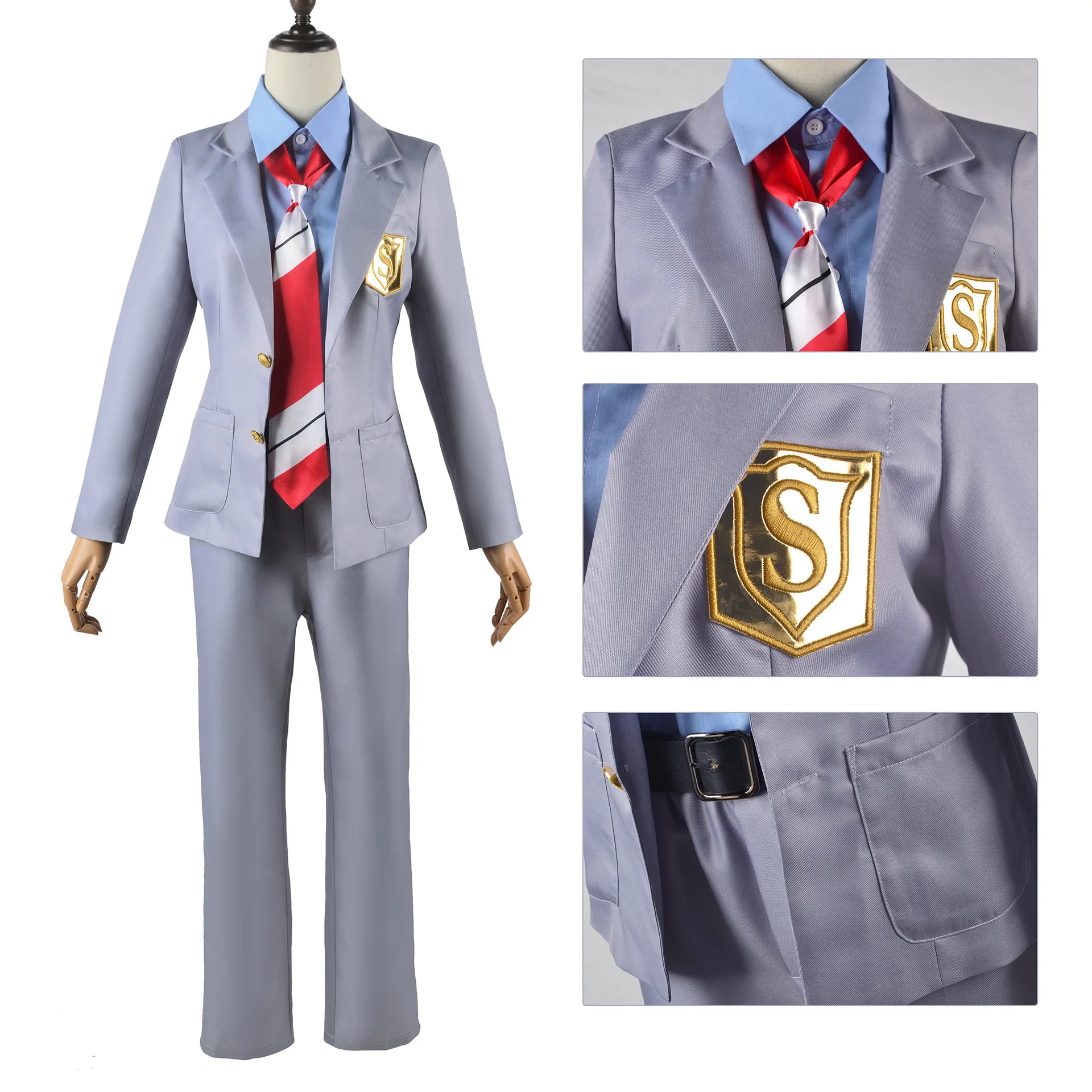 Costume de Cosplay Your Lie in april Miyazono Kaori, perruques synthétiques, pantalon, veste, jupe, uniforme scolaire pour hommes et filles