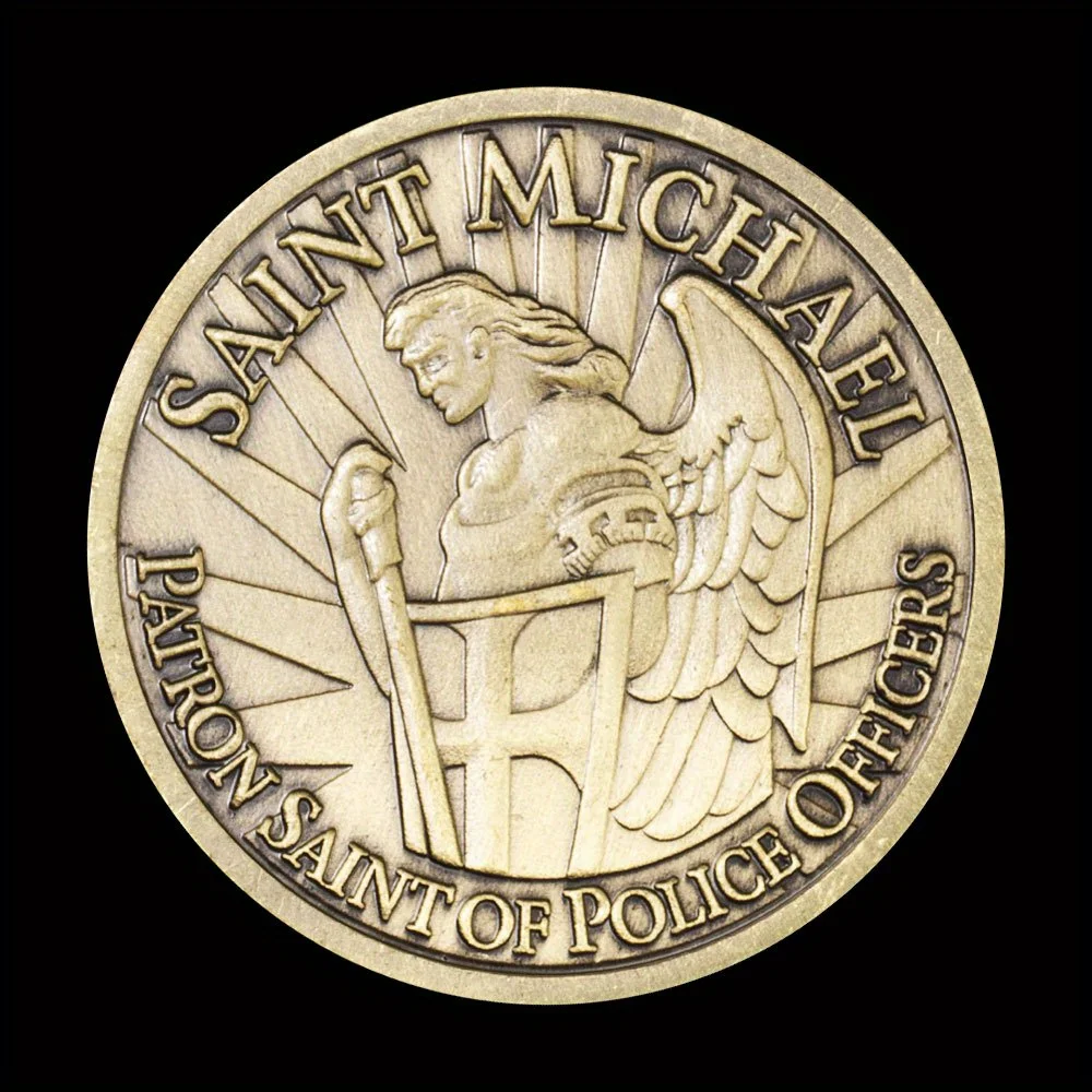 United States The Stars and Stripes,thin Blue Line Police Souvenir Bronze Plated Coin Saint Micheal Collectible Challenge Coin