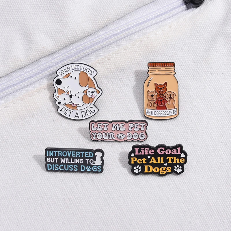 

Animal Brooch Let Me Pet Your Dog Enamel Pin Lapel Backpack Hat Badge Custom Gift Clothing Friends Kids Gift Accessories Jewelry