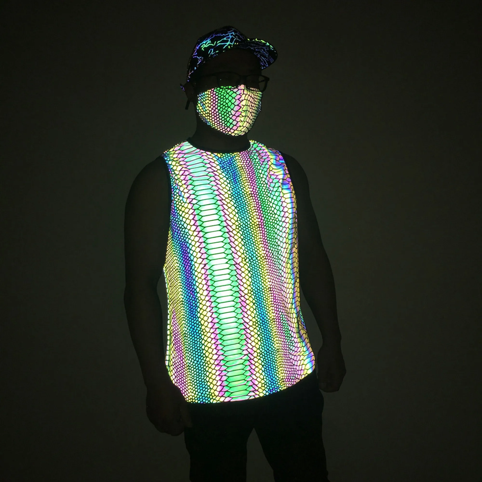 

Holographic Reflective "Snake Pattern" Men's Tank Top Hip Hop Sleeveless Shirt