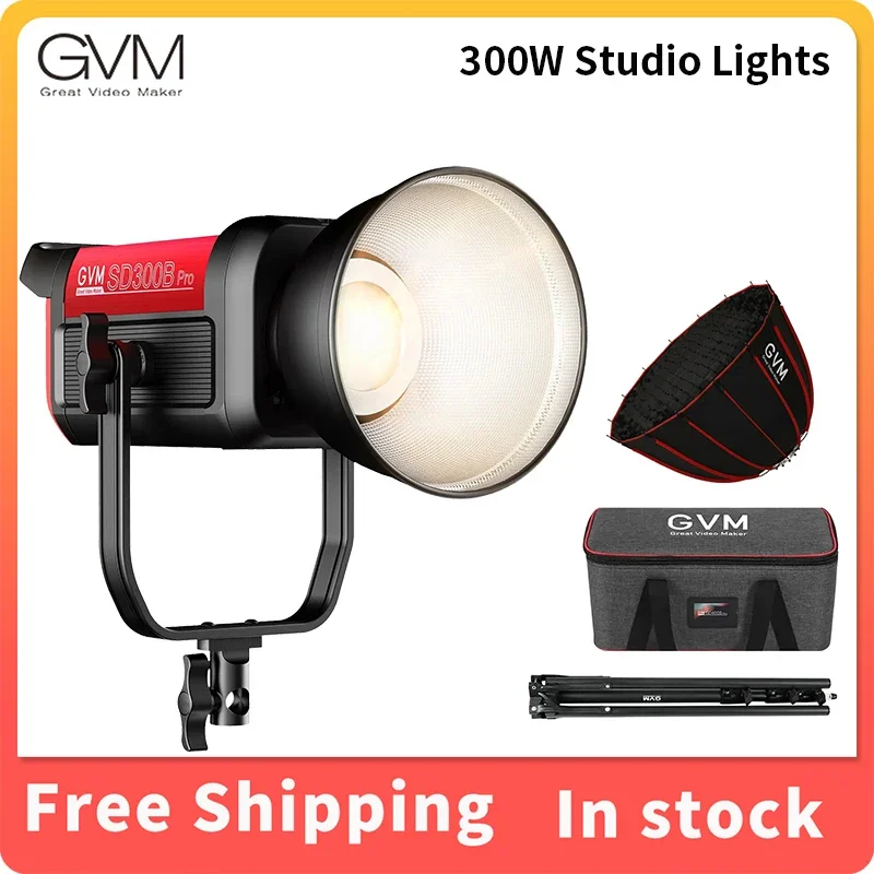 GVM SD300B Pro 300W Video Studio Lights with Bowens Mount Softbox & Stand 2700K~6800K Continuous Lighting for Photography