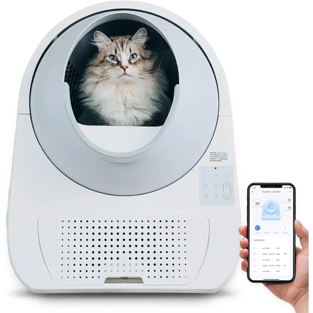 Automatic Self Cleaning Cat Litter Box with APP, Odor Control, Health Monitoring, 60 Liners