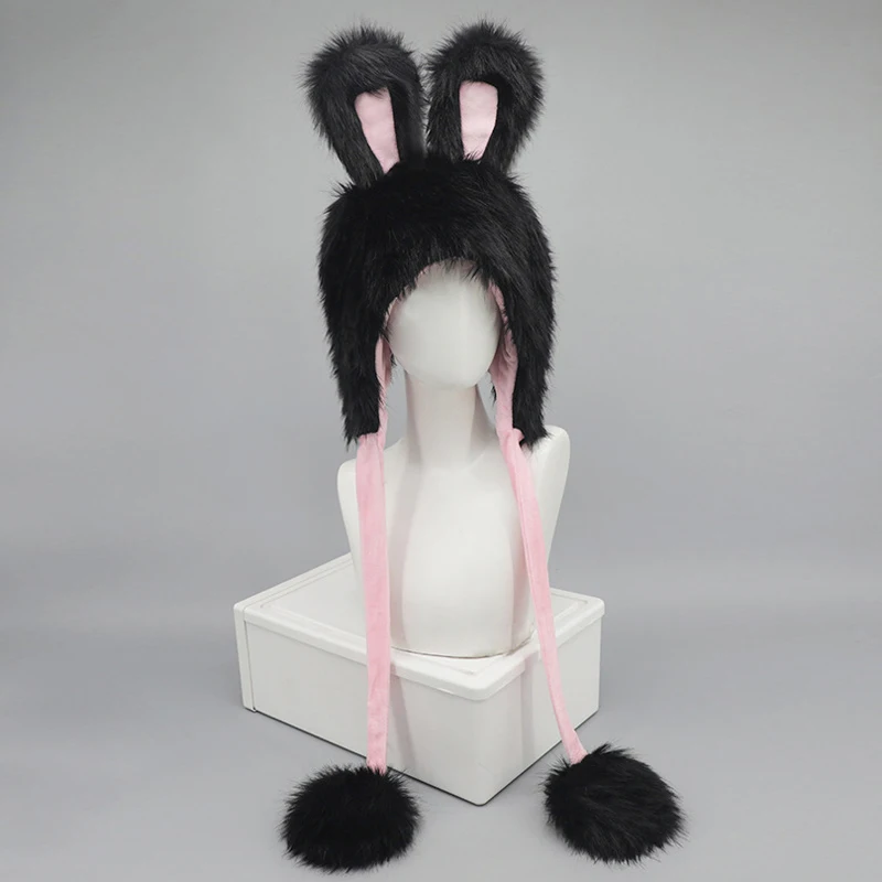 Chapeau Lolita mignon et moelleux pour femmes, couvre-chef oreilles de lapin en fourrure, couvre-chef en peluche, accessoires de spectacle de Cosplay Anime