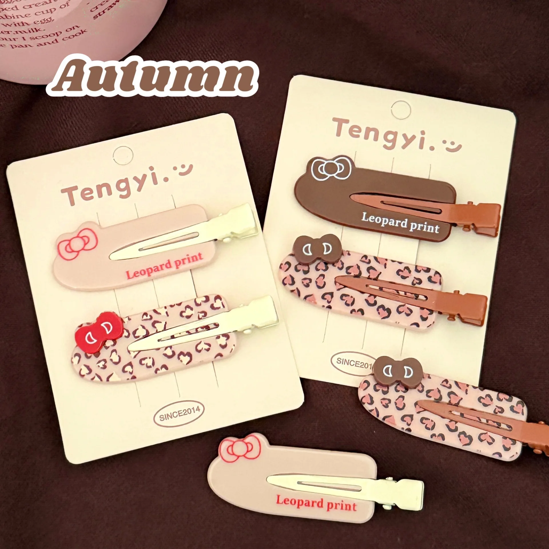 2/4 قطعة الإبداعية لطيف ليوبارد نمط القوس غير أثر مشبك شعر الاكريليك حافة كليب تنوعا هيرباند كليب #5