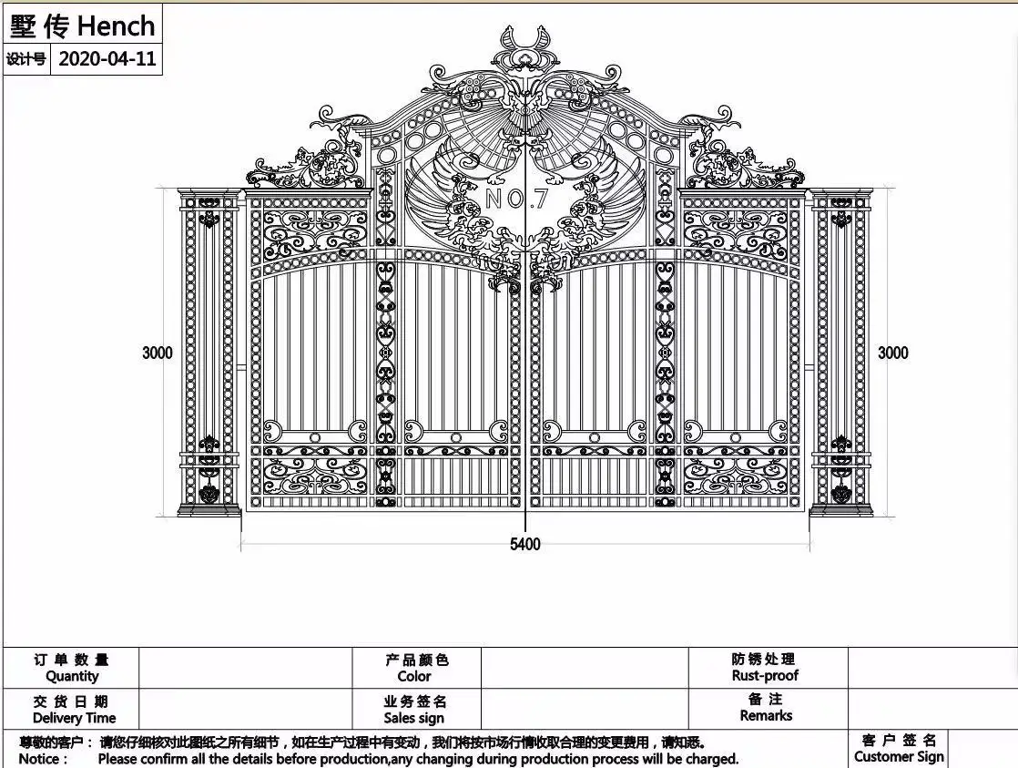 Hotsale Wrought Iron Gates Design For House