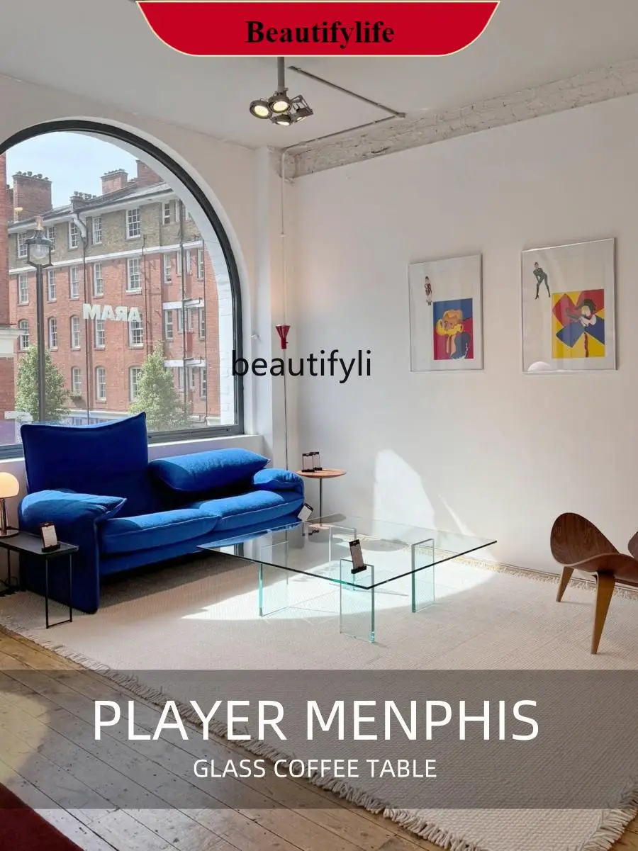 

G1218 Italian coffee table living room balcony tatami glass square low table