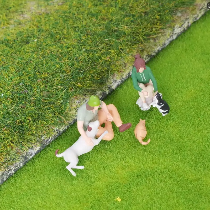 1:64 schaal miniatuur mensen model meisje voeden kat DIY landschappen creatieve miniatuur scènecombinaties, macrofotografie