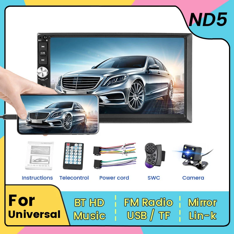 7inch HD Touch Screen Head Unit ND5 For Universal Car Radio 2Din MP5 Multimedia Video Player Stereo Receiver GPS Mirror Link BT