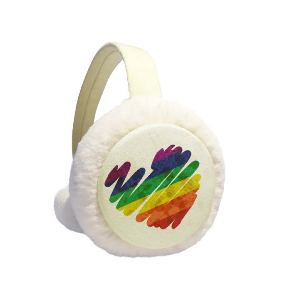 

Painting Heart LGBT Rainbow Winter Ear Warmer Cable Knit Furry Fleece Earmuff Outdoor