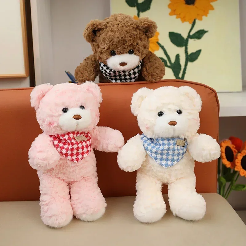 New 3 Colors  Bear Plush Toys Pillow Stuffed Animal Comfort Soft Bear Dolls Cartoon Anime Toy Kids Birthday Christmas Gift