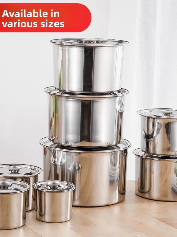 

Matte Fini Stainl Steel Bowl Iron Pan Baking Flat Bot Hot Pot Small Kitchenware with Lid Stew Pot round ape Chinese...