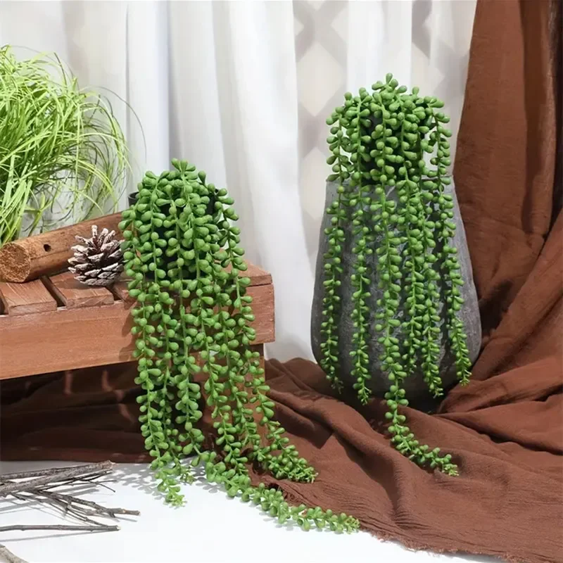 Lifelike Artificial Lush Hanging Succulents Home Wedding Green Plant Wall Hanging Vine Decorative Plant Wall Balcony Outdoor