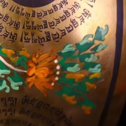 Nepalese folk Bronze Painted Yellow Jambhala Buddha Buddhist Music Bowl Sacrificial Bowl Worship Hall