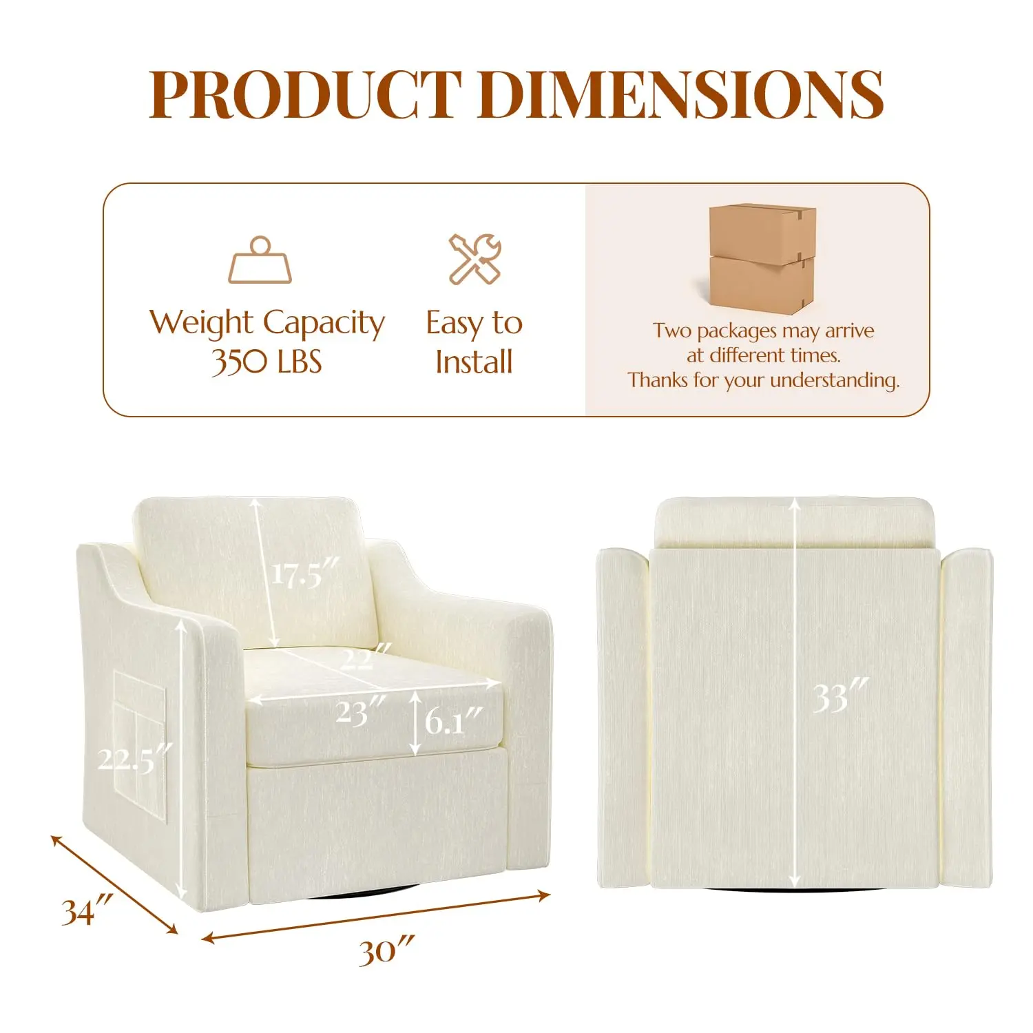 360 Swivel Accent Chair with Lumbar Support, Swivel Armchair with Deep Seat | Soft Chenille Upholstered, Metal, Customized
