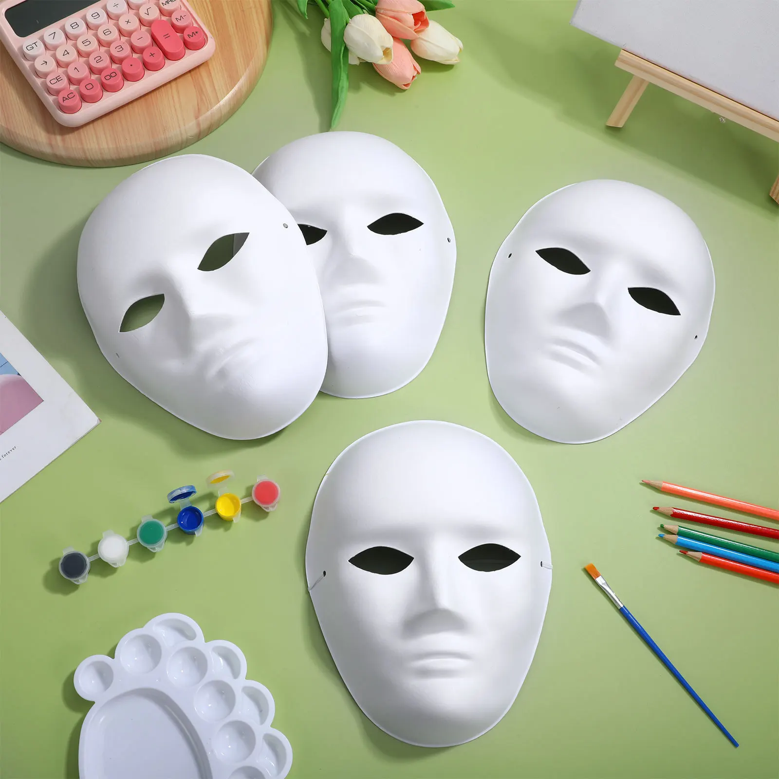 

1Set DIY White Pulp Mask Blank Full Face Craft Decoration Halloween Party Masquerade Art Projects Paper Masks for Crafts