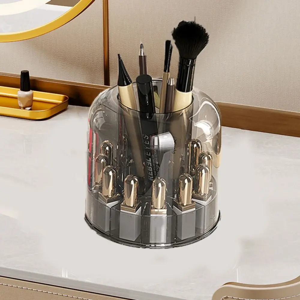 

Transparent Cosmetics Rotary Storage Box Rotatable Plastic Makeup Storage Rack Large Capacity Pencil Tube for Home